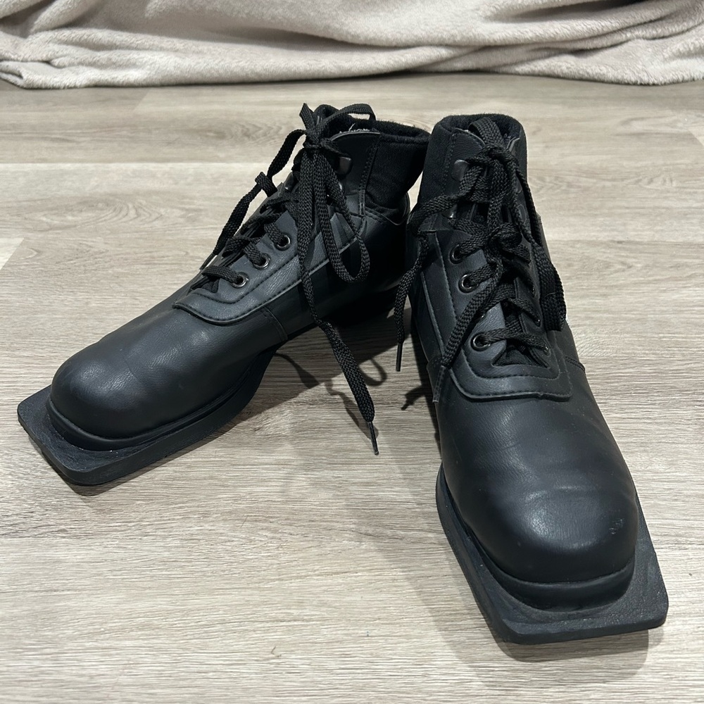 Vtg Alfa Nordic Cross Country Black Ski Boots Size 39
